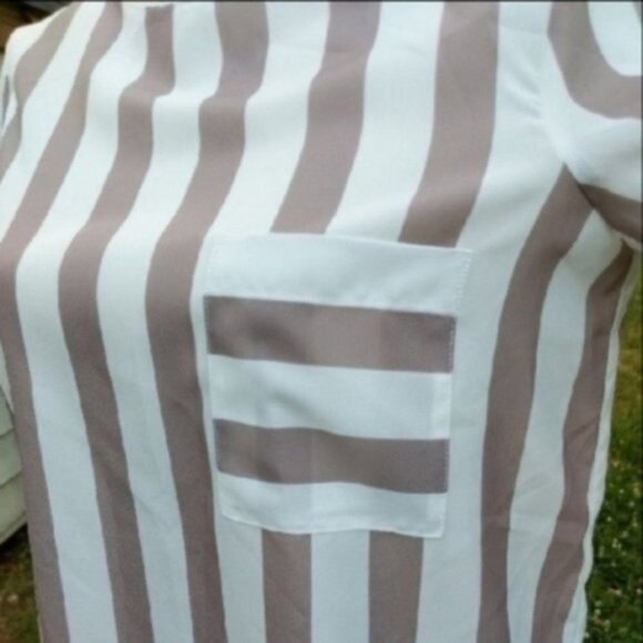 Zara Basic Striped Pocket Short Sleeve Blouse S - Picture 4 of 6